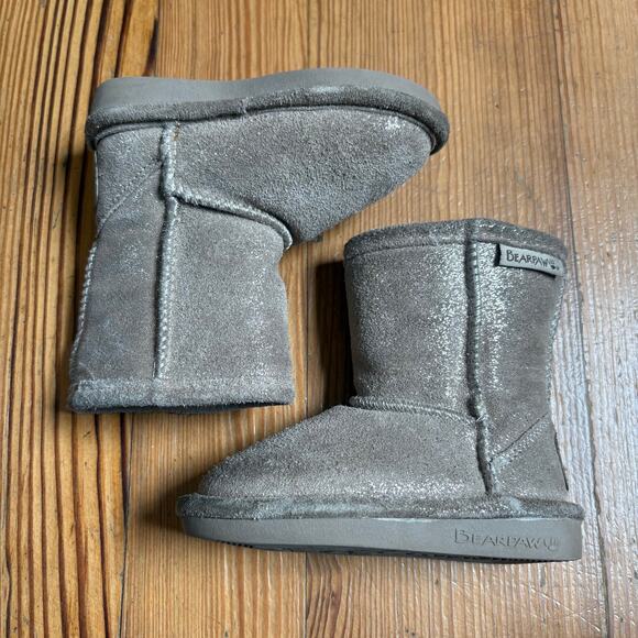 Bearpaw suede gold glitter slip on wool lined winter boot SIZE 5 - Picture 2 of 6